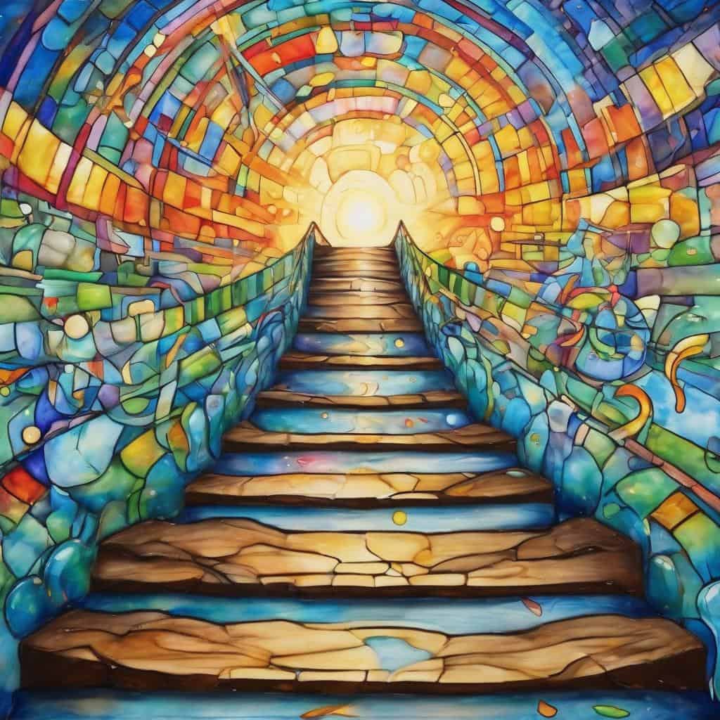 Ζωγραφιά αφίπαστου μπαλκονιού με πολύχρωμα στυλό και φως.