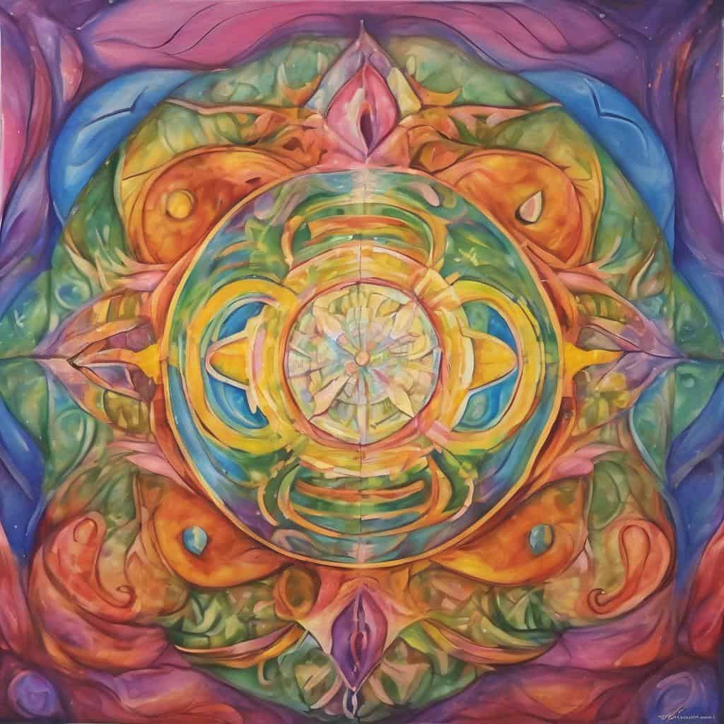 Ζωγραφική ενεργειακή τέχνη σε πολύχρωμο κράκρηση μανταρίνι.