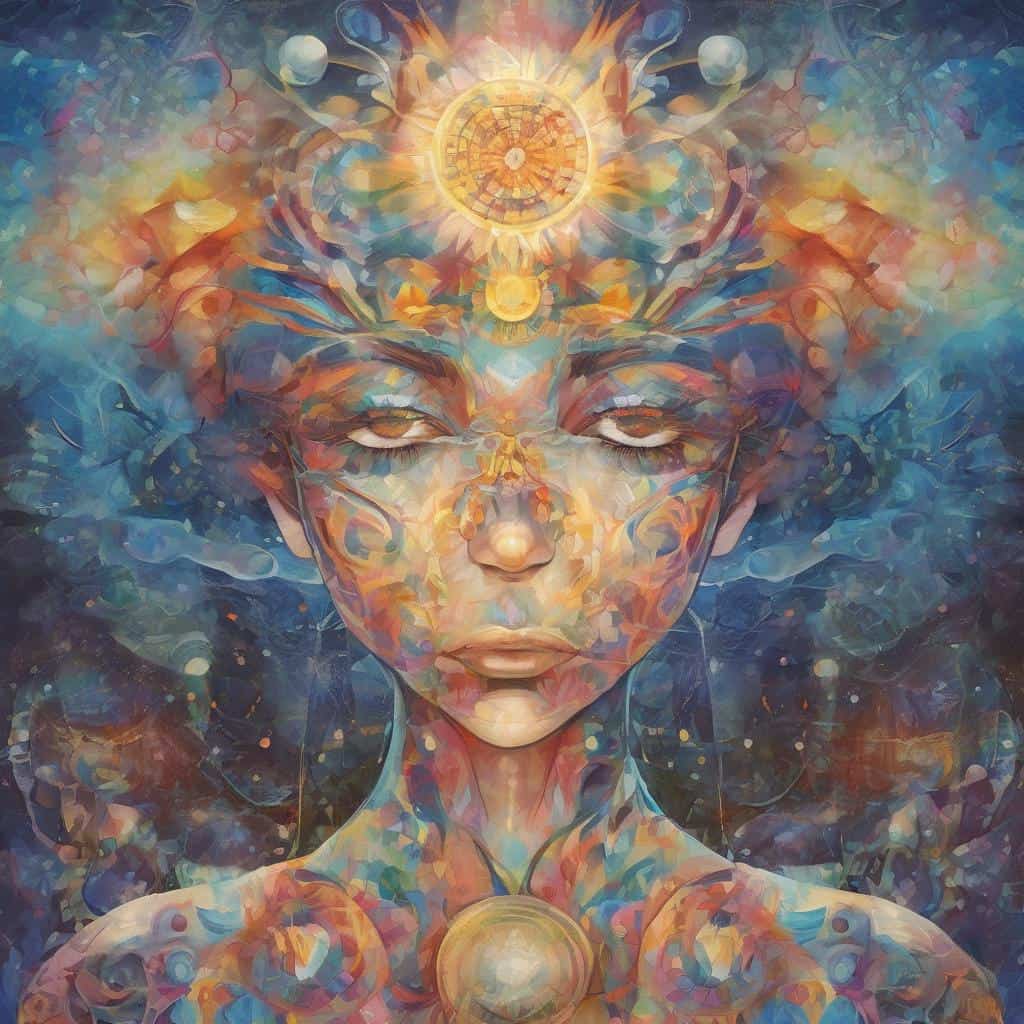 Ζωγραφική με έντονα χρώματα και πνευματικά μοτίβα, συμβολίζει τη δύναμη της δράσης και την επίτευξη αποτελεσμάτων.